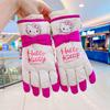 Guantes de esquí para niños Sanrio Kulomi de invierno para bebés, bonitos, cálidos, forrados con vellón, gruesos, impermeables para la nieve para niñas.