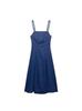 Vestido Salopete Jeans Lavado Estilo Europeu e Americano Transfronteiriço Aliexpress Comércio Exterior Feminino Novo Hot Girl Saia Evasê Justa