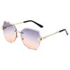 Gafas de sol de estilo coreano para mujer, modernas, sin montura, con ribete de cristal, resistentes a los rayos UV y con incrustaciones de diamantes.