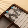 1 par de pendientes bohemios vintage de turquesa, pendientes exagerados de estilo étnico, pendientes de lujo ligero europeos y americanos para mujer