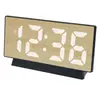 Reloj despertador electrónico LED casual con panel de veta de madera de bambú, reloj digital de doble uso enchufable para estudiantes, reloj con pantalla de temperatura