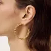 Pendientes Franceses Huecos Chapados en Oro de Latón, Pendientes Versátiles y Elegantes con Cierre de Plata, Diseño de Nicho de Lujo Ligero, Pendientes de Alta Gama