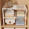 Estante Organizador de Capas para Almacenamiento de Armario Extensible para Ropa Estante Desplegable para Armario Utilización del Espacio Estante para Zapatos