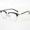 Armazón para Gafas de Cejas para Hombres y Mujeres TR90 con Lente Plano Anti-luz Azul Armazón Simple de Moda para Viaje Armazón de Metal para Gafas