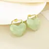 Pendientes de Corazón Multicolor Difuminados Dulces y Frescos Estilo Vacaciones de Verano Pendientes con Forma de Corazón de Acero Inoxidable Chapado en Oro de 18 Quilates