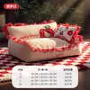Cama para pet co-branded Hello Kitty para outono e inverno, adequada para cães pequenos e médios, com encosto de renda removível, sofá de cachorro e cama de cachorro quentinhos