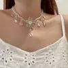 2026 Nuevo Collar de Flor de Cristal Transparente con Perlas Super Hada para Mujer Cadena de Clavícula de Moda Exquisita de Lujo Ligero Personalizado