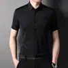 23 verano nuevo hombres jóvenes y de mediana edad camisa fina manga corta solapa casual negocios cárdigan moda papá generación pelo
