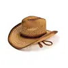 Sombrero de Paja de Vaquero Occidental Estilo Étnico Retro Sombrero de Jazz Europeo y Americano Sombrero Casual para Viajes al Aire Libre en la Pradera Sombrero de Ala Curva Moderno