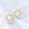 Brincos de Pérola Estilo Qiao Mei Injetados em Ouro 14K Domésticos S925 Agulha de Prata Suporte Vazado Acessórios DIY Acessórios Fada Elegante