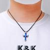 Alas de Ángel Oscuro Europeas y Americanas Collar de Cruz de Tres Capas Colgante de Diamantes de Imitación Brillantes con Cruz de Diamantes Collar Hip-hop