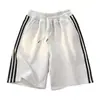 Shorts Casuales de Verano para Hombre con Tres Rayas, Bermudas Deportivas Holgadas con Cordón, Color Sólido Transpirables de Longitud Media Finos, Nicho