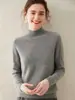 Suéter de Cashmere com Gola Alta Meia e Ombros Raglã para Mulheres Sete Fios Espessado Solto Suéter Pulôver Manga Longa Tricô Base para Mulheres