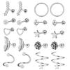 Bola torcida osso da orelha prego 16G haste de aço inoxidável prego da orelha zircão brinco 20 peças conjunto piercing jóias brinco nariz piercing sobrancelha anel