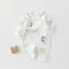 Mameluco de Algodón Puro Sin Costuras para Recién Nacidos, Traje de Gateo de Manga Larga para Bebé Primavera y Otoño, Ropa de Casa Suave para Bebé Clase A con Botones Frontales