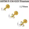 Stud para labio de titanio G23 con baño de circonita, triángulo de cuatro caras, piercing de oreja con forma de T, joyería de titanio de moda, rosca interna
