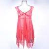 Camisola Feminina Fina Estilo Desejo Puro com Mangas Curtas Volumosas, Roupa de Dormir Sedutora em Renda, Conjunto de Lingerie Puro e Sexy 9011 Mangas Curtas Volumosas