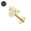 Venda direta de e-commerce transfronteiriço do fabricante: Liga de titânio F136 G23 zircônia borboleta cravejada rosca interna 0.9mm brincos de pressão e piercings de lábio