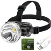 Fábrica venta al por mayor led luz fuerte USB recargable faro pesca nocturna exterior correr camping lámpara de minero linterna montada en la cabeza