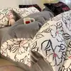 Conjunto de cama de quatro peças em veludo de leite de desenho animado, novo conjunto de cama de fleece de coral de inverno 2026, incluindo lençol de cama e capa de edredom