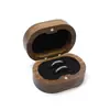 Caixa de Anel Par Oval Sólido de Nogueira Preta 7cm Caixa para Anel de Pedida de Madeira Maciça Embalagem para Joias Armazenamento Caixa de Madeira