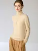 Suéter de cuello alto 100% cachemira pura para mujer, tejido base ajustado para otoño e invierno, suéter de cachemira de manga larga, color liso, estilo para ir al trabajo