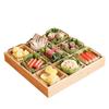 Prato Quadriculado Estilo Japonês Jiugongge para Fondue com Prato de Servir Mesa de Churrascaria Utensílios de Mesa Bambu para Molho Frutas Dim Sum