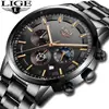 Reloj de Cuarzo Lige para Hombre, Moda Personalizada, Tendencia Casual, Resistente al Agua, Fase Lunar, Reloj Deportivo de Negocios