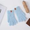 Guantes de Punto Cálidos de Invierno para Mujer, Sencillos de Color Puro, Felpa Fina Engrosada, Guantes de Lana de Dedo Completo para Ciclismo y Escritura