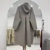 Casaco de Lã Dupla Face Feminino Plus Size Solto, Jaqueta de Lã Casual com Capuz Redutora de Idade para Mulheres, Plus Size Transfronteiriço
