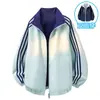Chaqueta de cuello alto, reversible, popular diseño de tres rayas, nuevo top casual versátil, chaqueta para hombres y mujeres, chaqueta de doble cara