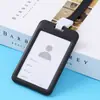 Kunzhen juego de tarjetero para permiso de trabajo transparente de doble cara, tarjetero para certificado, insignia, tarjeta escolar, tarjetero para tarjeta de autobús, cordón para estudiante y empleado