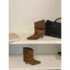 Primeiro Encontro Ji Ou Mei Veludo Fosco Bico Quadrado Fivela Botas de Cavaleiro Femininas Inverno Salto Fino Salto Médio Botas Curtas Versátil Emagrecedoras