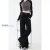 Jeans Negros de Tiro Alto para Mujer en Otoño e Invierno Forrados de Felpa Talla Grande para Chicas con Curvas Aspecto Delgado Holgado Pantalones de Pierna Ancha Elásticos para Figura de Pera