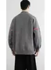 Suéter Cardigan Listrado Color Block Americano com Gola Alta para Homens e Mulheres Outono/Inverno Retrô Sensação de Alto Padrão Zíper Duplo Malha Outerwear
