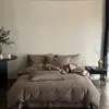 Novo conjunto de cama de luxo e alta qualidade, espesso, 100% algodão acetinado, com quatro peças: lençol de cima, lençol com elástico e fronhas
