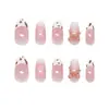 Uñas Hechas a Mano Pre-Diseñadas Rosa Dulce Estrellas Serpentina Ojo de Gato Moño Estilo Ins Europeo y Americano Uñas Desmontables Portátiles 30 Piezas