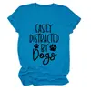 Facilmente Distraída por Camiseta Feminina Casual Versátil de Manga Curta e Gola Redonda do Site Independente Amazon Wish
