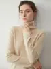 2026 Moda Nuevo Suéter de Lana Clásico Versátil de Manga Larga sin Costuras para Mujer, Cuello Alto con Borde Enrollado, Tejido de Cachemir