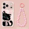 Pulsera linda de gato negro adecuada para funda de teléfono Apple 17pm, iPhone 15, estilo femenino 16, caricatura 14, transparente 18