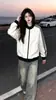 Jaqueta Listrada Estilo College Nicho Americano Feminina Marca Trendy 2026 Outono/Inverno Nova Solta Casual Versátil Top ins