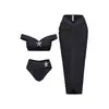 2026 Nuevo Estilo Europeo y Americano de Comercio Exterior Falda Transparente Conjunto de Tres Piezas Traje de Baño de Dos Piezas para Mujer Transfronterizo Bikini Sexy de Color Sólido Amazon