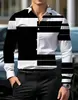 Moda Masculina 2026 Camisa Listrada de Manga Longa Camisa Social Masculina Transfronteiriça Cor Blocada Fashion Manga Longa Roupa Casual Masculina