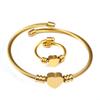 Pulseira Europeia e Americana 18K Amor Aço Inoxidável com Conjunto de Anéis Moda Combina com Tudo Fio de Aço Titânio Pulseira Aberta para Mulheres