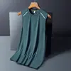 Chaleco de Seda de Hielo para Hombre Verano Delgado Sin Mangas Deportivo Transpirable Secado Rápido Camiseta Verano Chaleco Hueco Camiseta Base para Exteriores