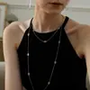Cadena de Lana con Forma de Nariz de Cerdo Doble D Super Larga de 120 cm Cadena de Acero de Titanio Moda para Mujer Cadena de Collar de Lujo Ligero Joyería Dorada Sin Color