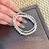 Pulsera de Perlas Plateadas Vintage Estilo Francés, Versátil y Única, Pulsera de Cuentas de Alta Gama, Retro y Sencilla, Joyería de Regalo para Mejor Amiga
