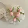 Elástico de Cabelo Tulipa Estilo Coreano para Mulheres, Corda para Coque Estilo Gentil e Relaxado, Novo Acessório de Cabelo 2026 t