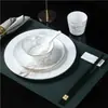 Nueva Mesa de Hotel Estilo Chino, Vajilla de Moda, Platos de Hueso, Tazones, Tazas de Té, Cucharas, Pinturas de Paisajes, Nueva Cerámica Pisos Club de Hotel