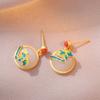 Colar Guofeng Cheongsam Hanfu Brincos de Agulha de Prata Chinês Esmalte Hetian Jade Vintage terno Colar